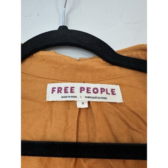 Free People Susanna Cutwork Eyelet Lace Longline Duster Jacket Pumpkin Small - Picture 4 of 10